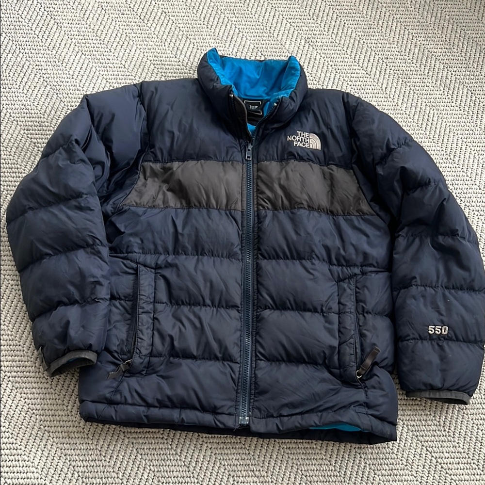 The North Face Kids Dark Blue Puffer Jacket 550
